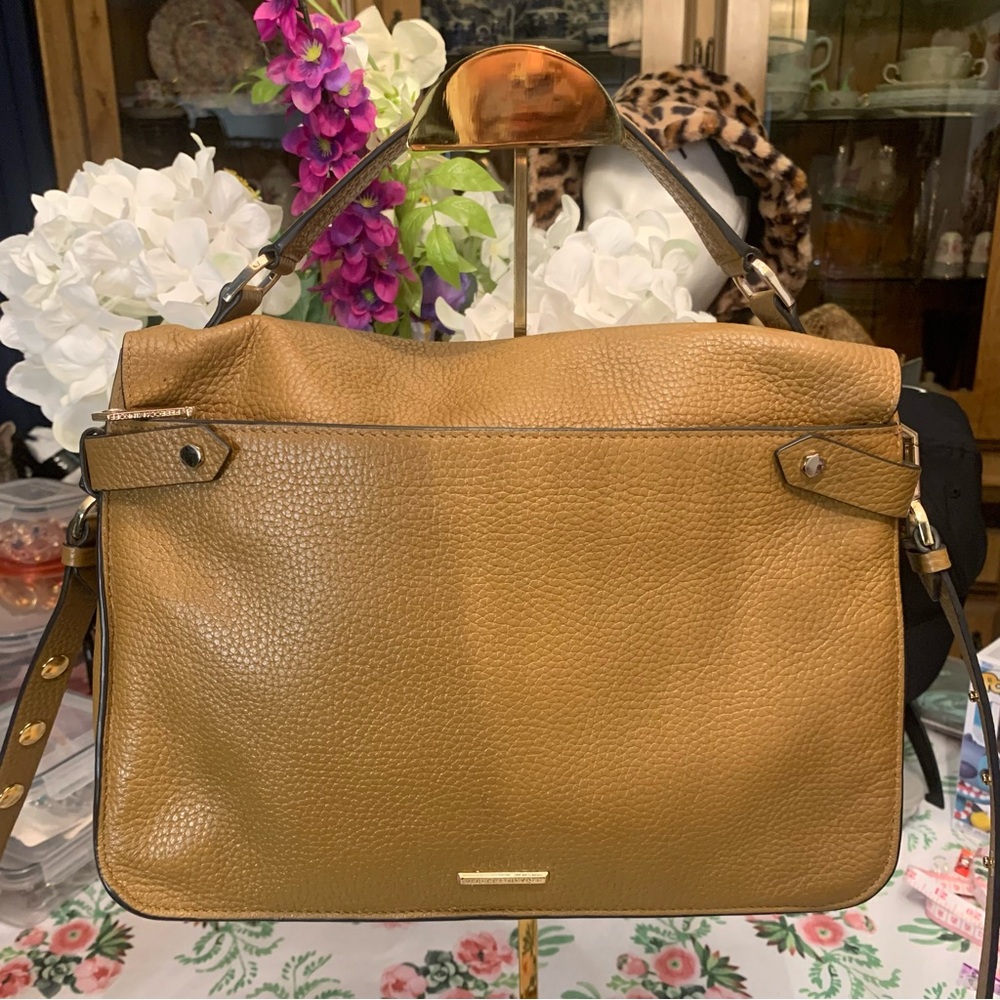 ❤️Price Drop❤️HP⭐️❤️Rebecca Minkoff Tan Leather Messenger Satchel - Picture 6 of 16